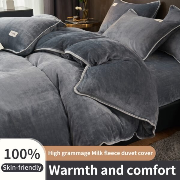 1Pc Winter Thicken Milk Velvet Duvet Cover 220x240cm,Very Warm Single Flannel Quilt Cover,Without Pillowcase,No Bed Sheet