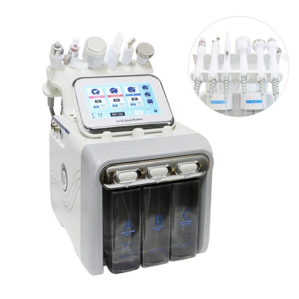 Upgrade 6 in 1 Hydrogen Oxygen Small Bubble RF Beauty Instrument Face Lifting Dermabrasion Device Skin Scrubber Facial Spa
